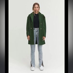 Something Navy Wool Blend Double Breasted Coat Green Women’s